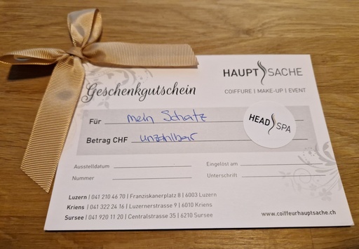 HeadSpa complete 90min Geschenkgutschein CHF 210.00